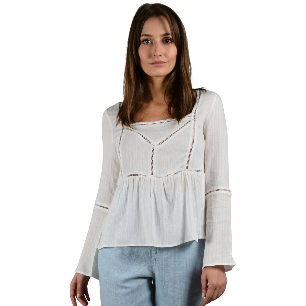 NWT | Knot Sisters | Inca Top | 100% Cotton Long-Sleeved Blouse | White